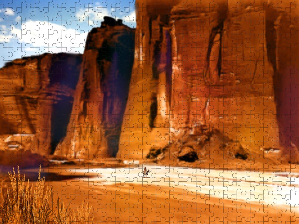 Native Americans Jigsaw Puzzle featuring the painting The Canyon by Paul Sachtleben