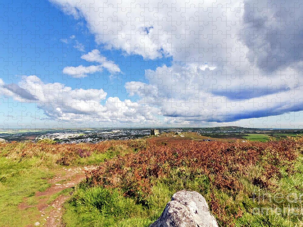 Carn Brea Jigsaw Puzzle featuring the photograph The Castle On The Hill by Terri Waters