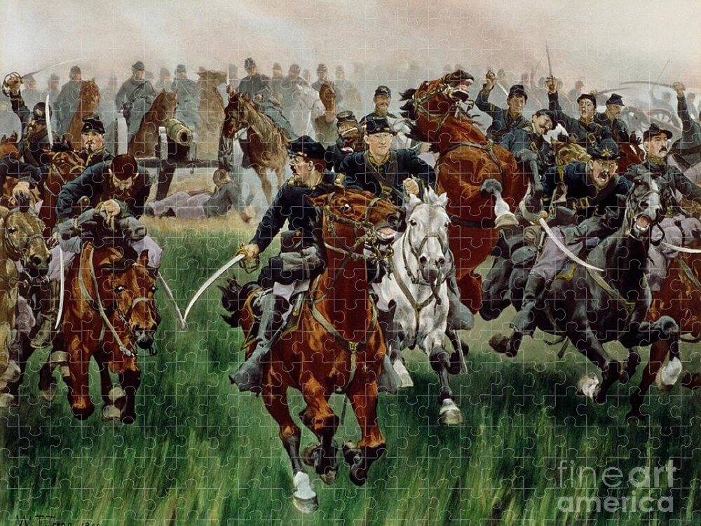 Cavalry Jigsaw Puzzle featuring the painting The Cavalry by WT Trego