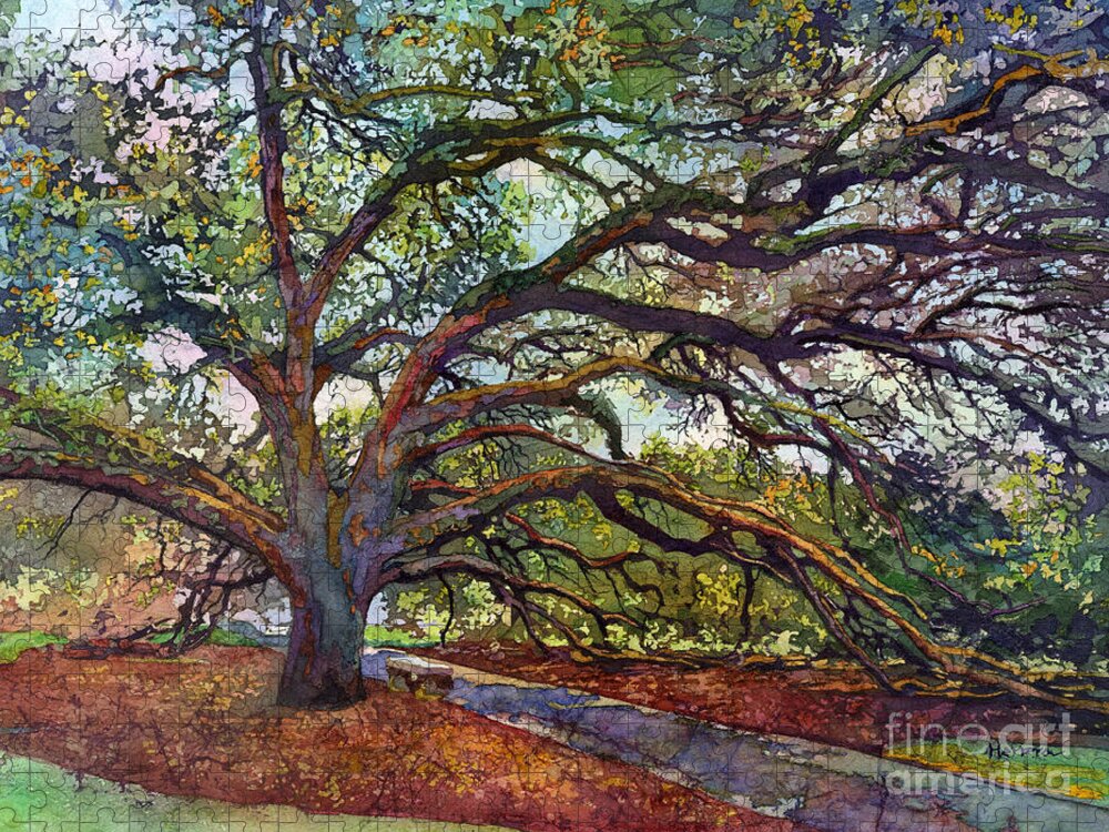Oak Jigsaw Puzzle featuring the painting The Century Oak by Hailey E Herrera