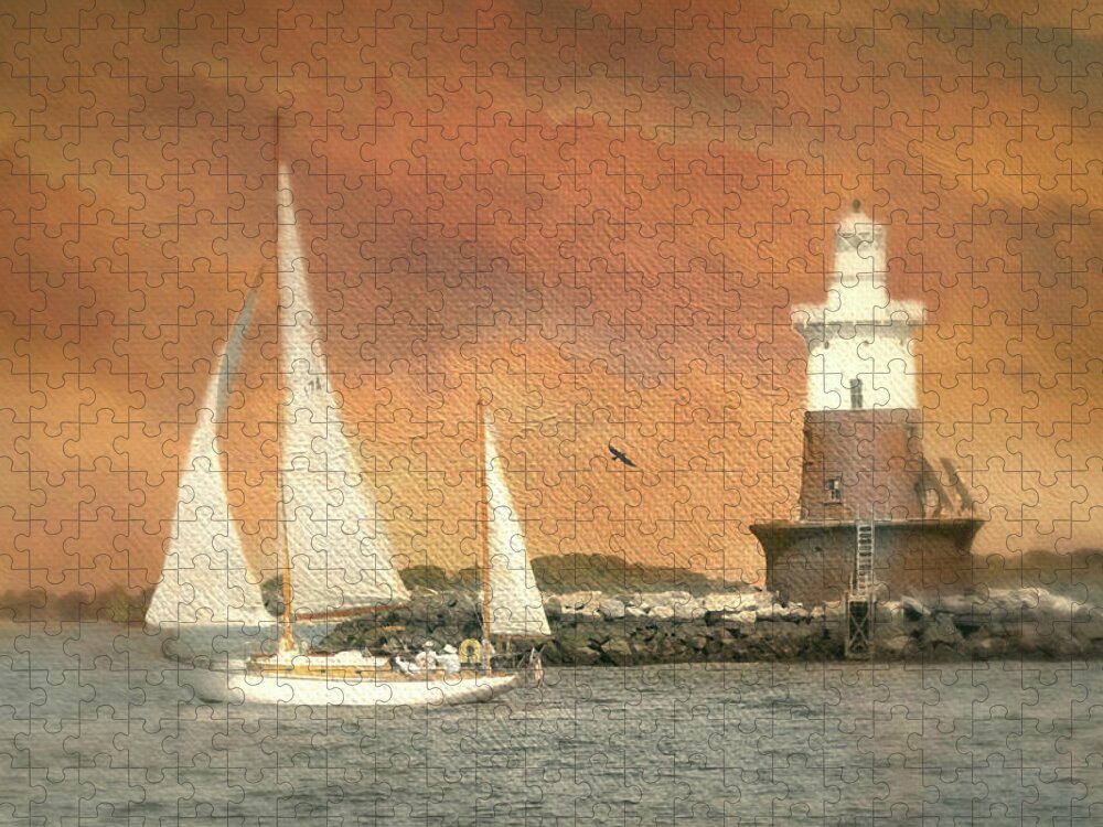 Lighthouse Jigsaw Puzzle featuring the photograph The Chase by Diana Angstadt
