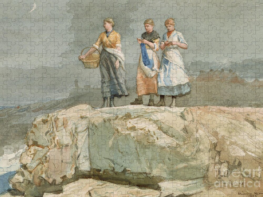 Winslow Homer Jigsaw Puzzle featuring the painting The Cliffs, 1883 by Winslow Homer by Winslow Homer