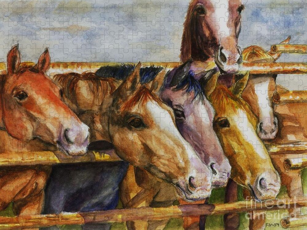Horses Jigsaw Puzzle featuring the painting The Colorado Horse Rescue by Frances Marino