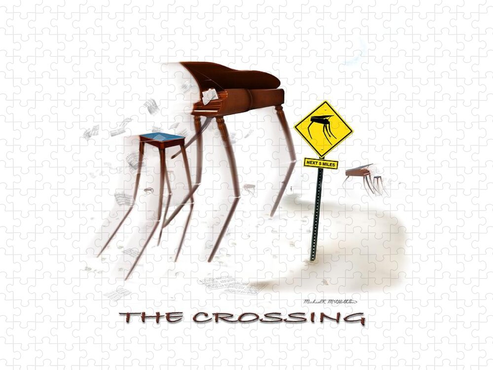 T-shirt Jigsaw Puzzle featuring the digital art The Crossing SE by Mike McGlothlen