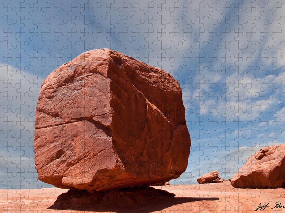 Arid Climate Jigsaw Puzzle featuring the photograph The Cube at Monument Valley by Jeff Goulden