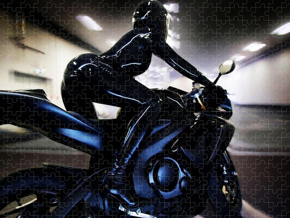 Motorcycle Jigsaw Puzzle featuring the photograph The Dark Knight by Lawrence Christopher