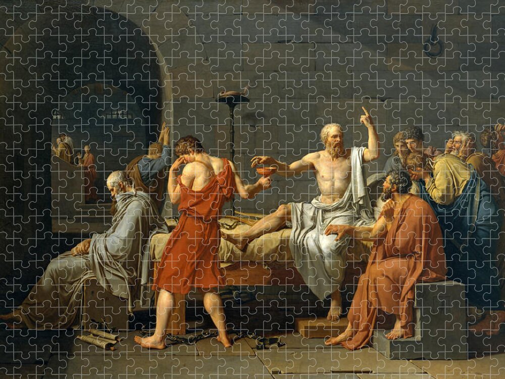 Jacques-louis David Jigsaw Puzzle featuring the painting The Death of Socrates by Jacques-Louis David