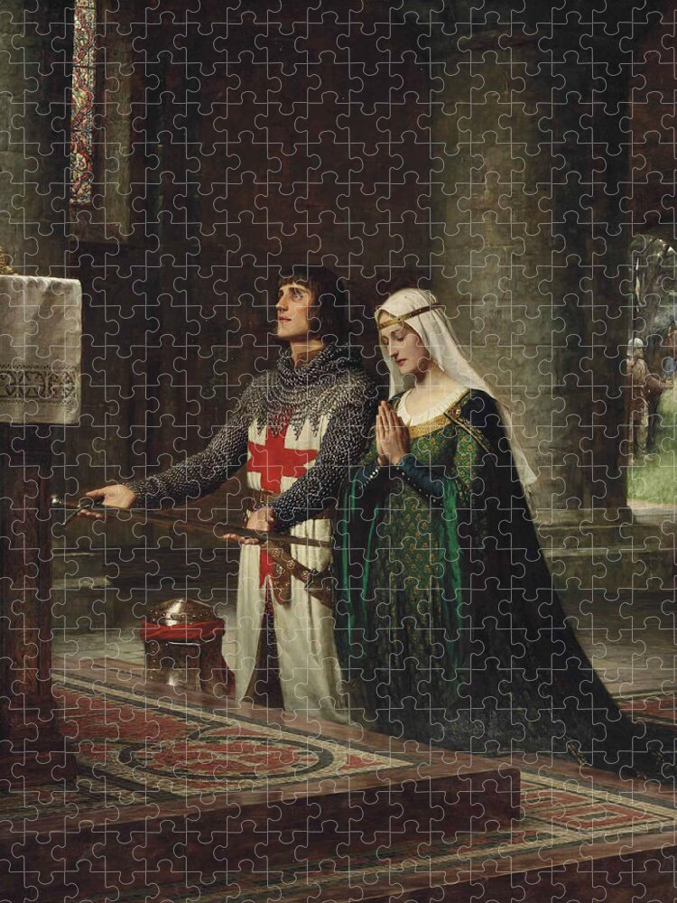 19th Century Art Jigsaw Puzzle featuring the painting The Dedication by Edmund Leighton