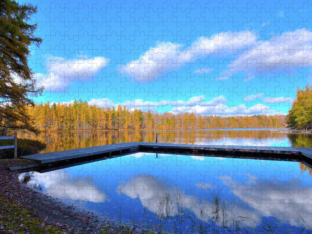 Landscape Jigsaw Puzzle featuring the photograph The Dock at Woodcraft Camp by David Patterson