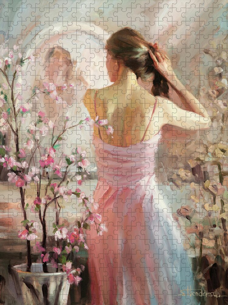 Woman Jigsaw Puzzle featuring the painting The Evening Ahead by Steve Henderson