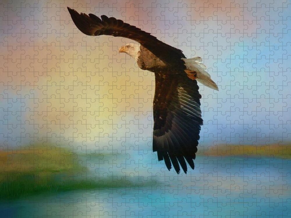The Eye Of The Eagle Jigsaw Puzzle featuring the photograph The eye of the eagle by Lynn Hopwood