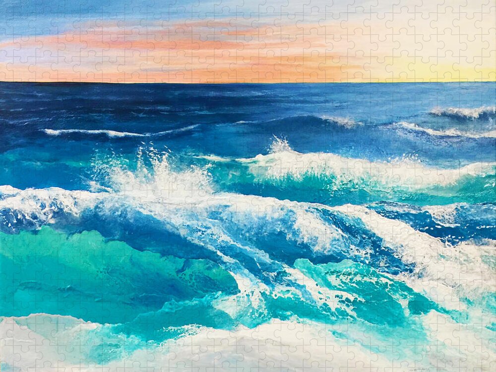 Ocean Jigsaw Puzzle featuring the painting The Farthest Oceans by Linda Bailey