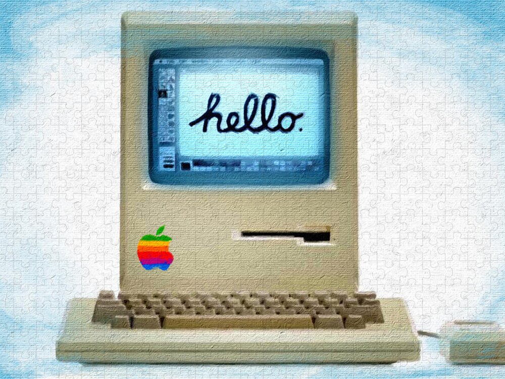Macintosh Computer Jigsaw Puzzle featuring the painting Hello Apple by Tony Rubino