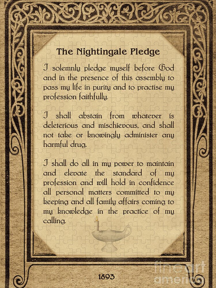 Florence Nightingale Pledge Jigsaw Puzzle featuring the mixed media The Florence Nightingale Pledge 1893 by Olga Hamilton