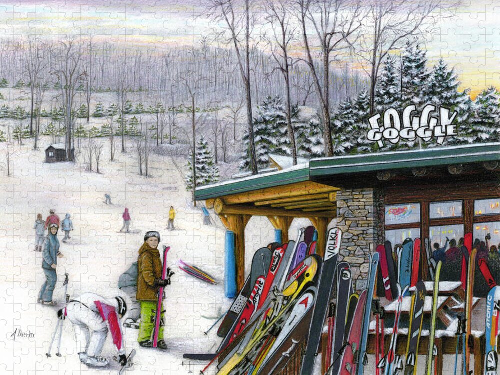 Seven Springs Jigsaw Puzzle featuring the painting The Foggy Goggle at Seven Springs by Albert Puskaric