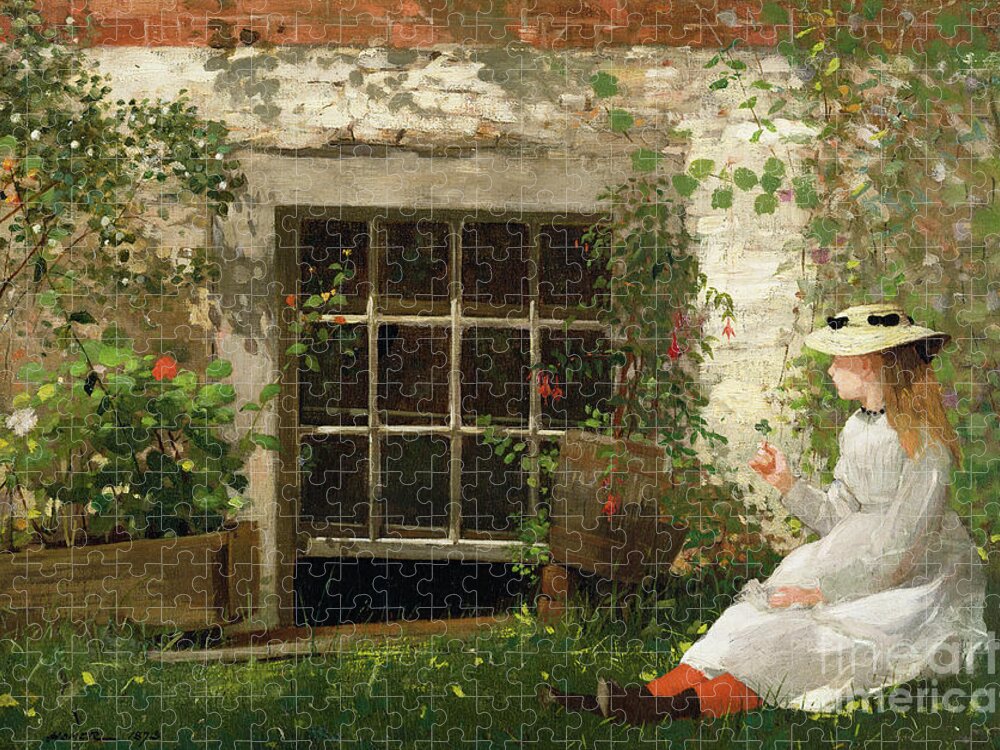 The Jigsaw Puzzle featuring the painting The Four Leaf Clover by Winslow Homer