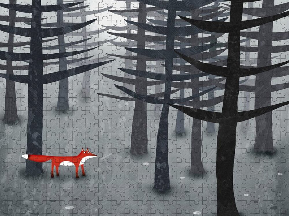 #faatoppicks Jigsaw Puzzle featuring the painting The Fox and the Forest by Nic Squirrell