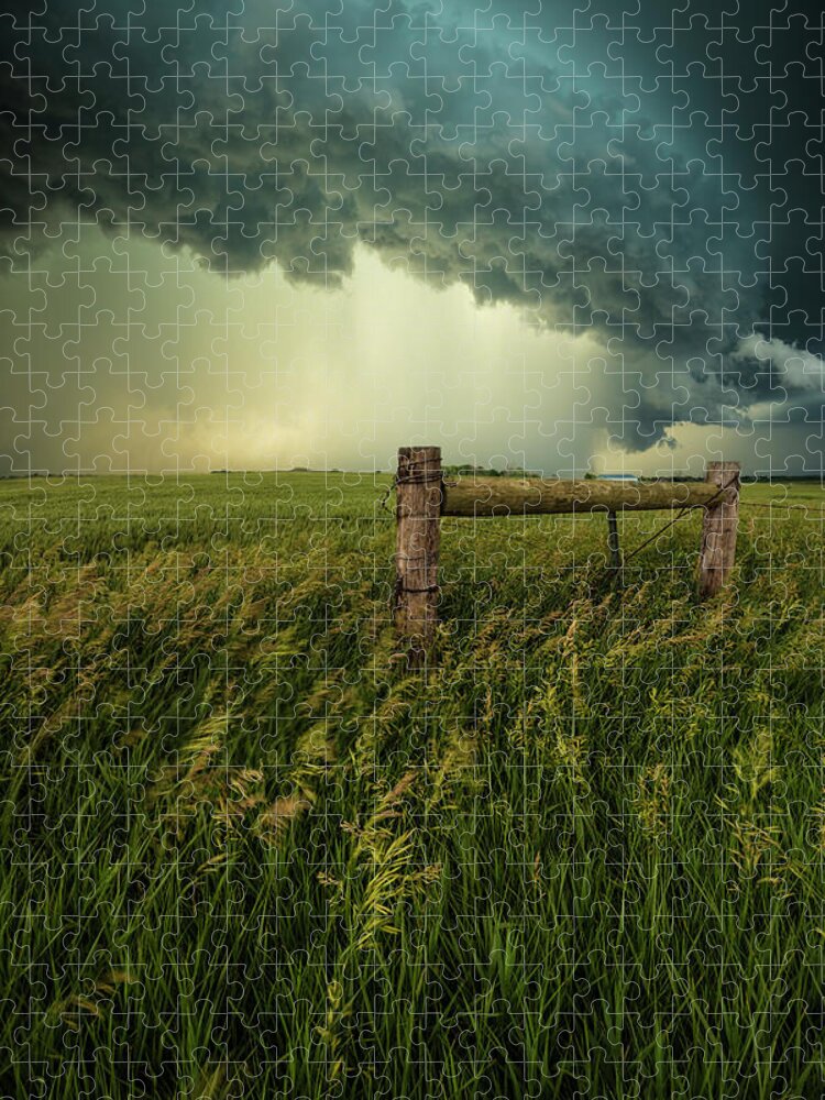 Shelf Cloud Jigsaw Puzzle featuring the photograph The Frayed Ends Of Sanity by Aaron J Groen