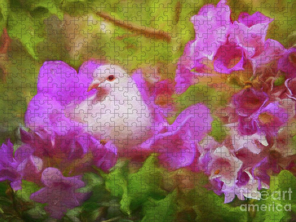 White Dove Jigsaw Puzzle featuring the photograph The Garden of White Dove by Olga Hamilton