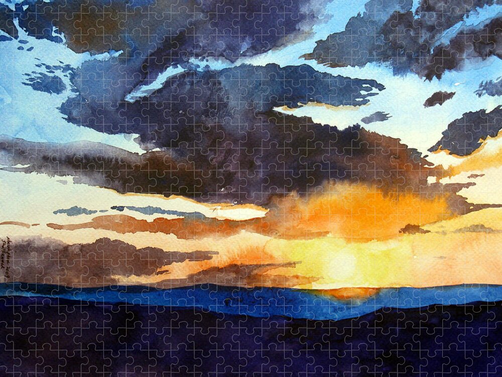 Sunset Jigsaw Puzzle featuring the painting The Glory of the Sunset by Christopher Shellhammer