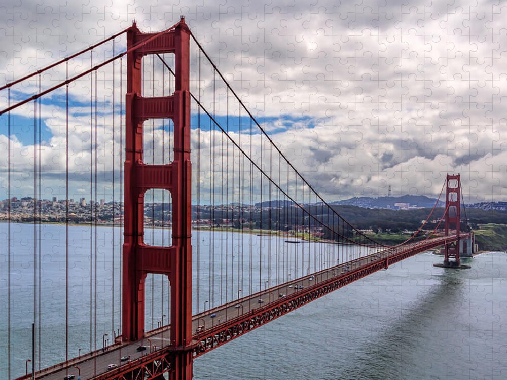 Golden Gate Bridge Jigsaw Puzzle featuring the photograph The Golden Gate Bridge - View 1 by Susan Rissi Tregoning