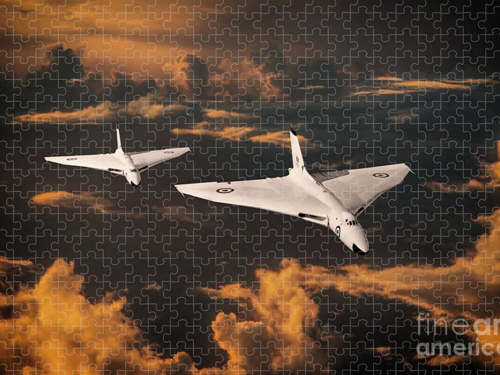Vulcan Bomber Jigsaw Puzzle featuring the digital art The Great White Bombers by Airpower Art