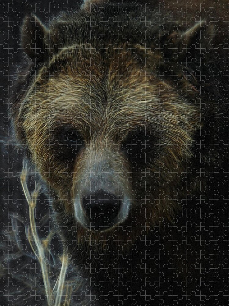 Bear Jigsaw Puzzle featuring the digital art The Grizzly Digital Art by Ernest Echols