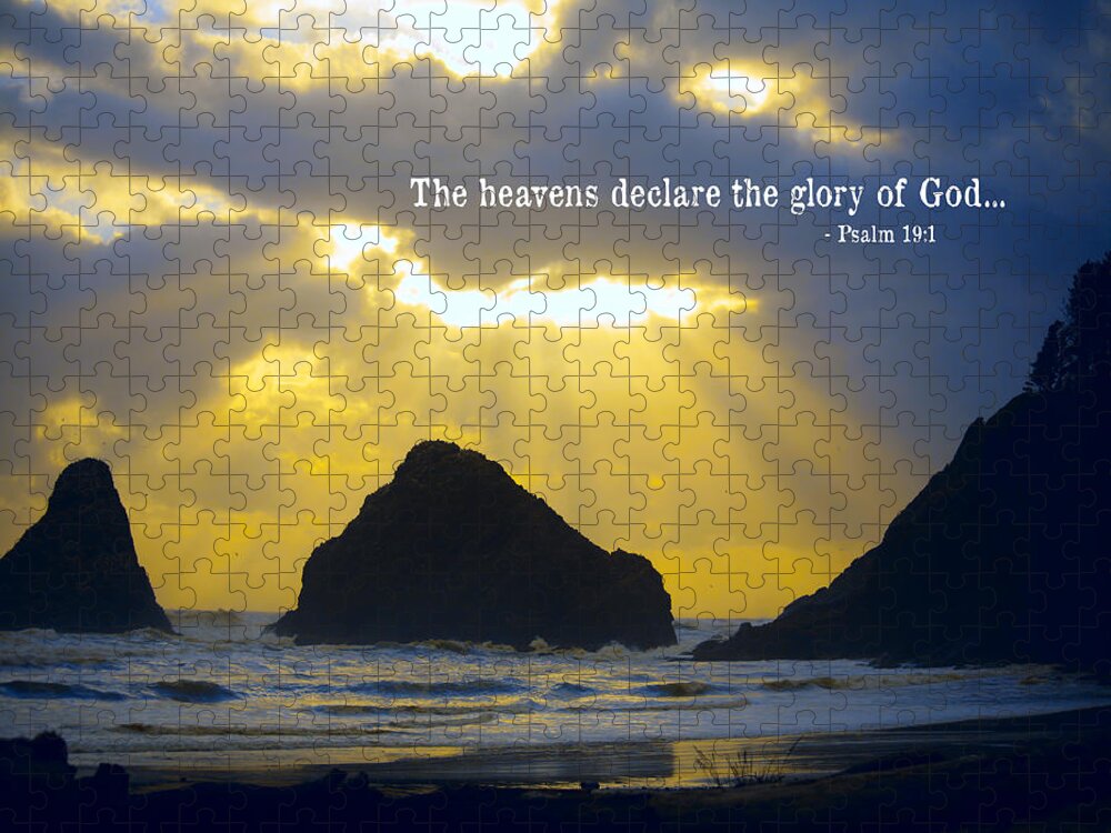 Heceta Head Jigsaw Puzzle featuring the photograph The Heavens Declare by Bonnie Bruno