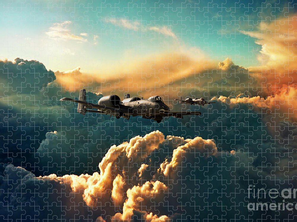 A10 Jigsaw Puzzle featuring the digital art The Hogs by Airpower Art