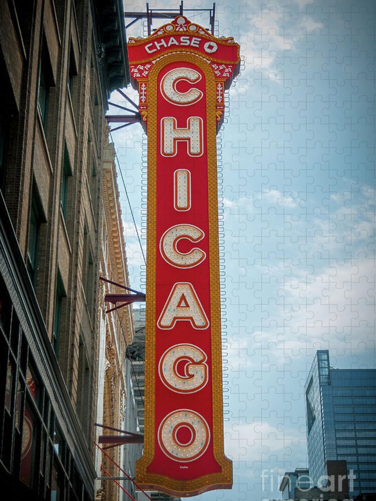 Art Jigsaw Puzzle featuring the photograph The Iconic Chicago Theater Sign by David Levin