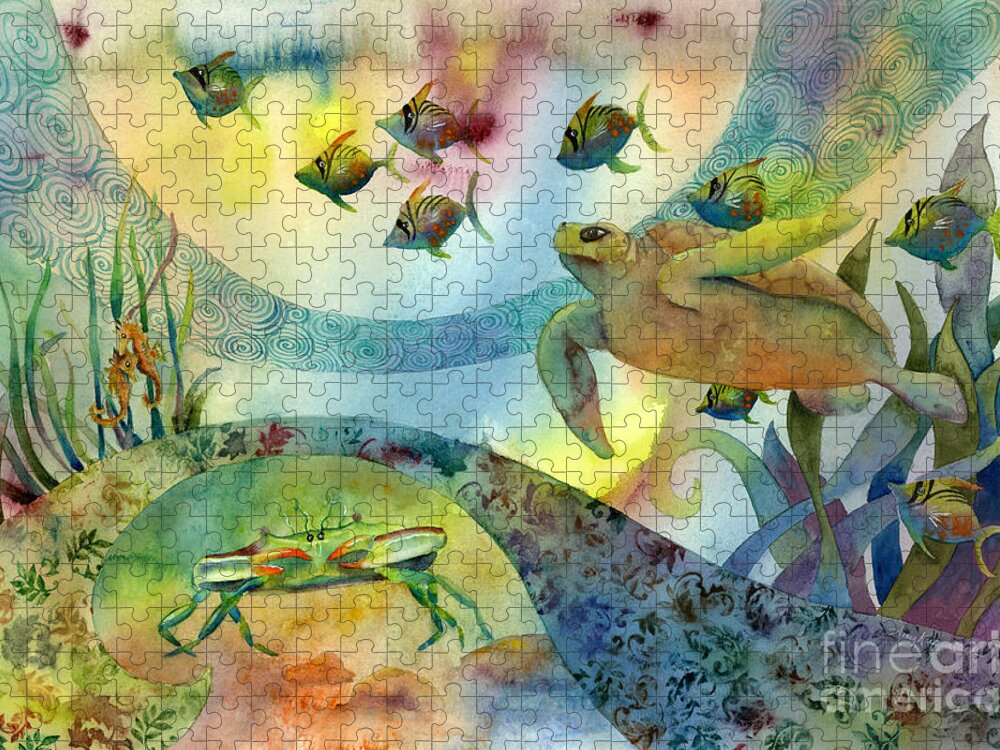 Seaturtle Jigsaw Puzzle featuring the painting The Journey Begins by Amy Kirkpatrick