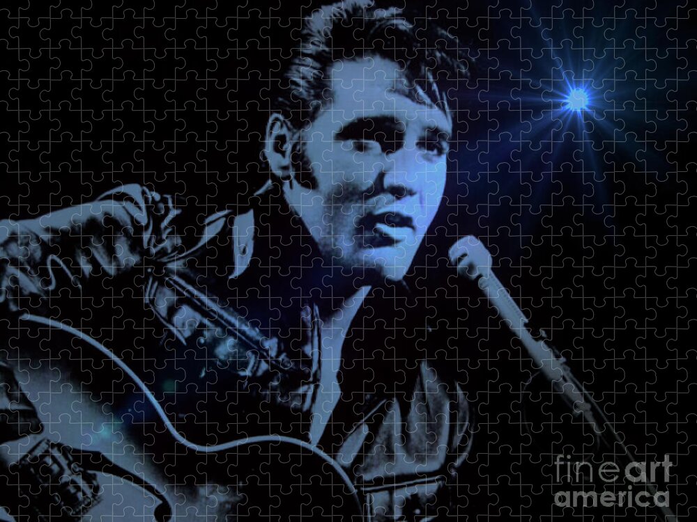 Elvis Jigsaw Puzzle featuring the photograph The KING Rocks On by Al Bourassa