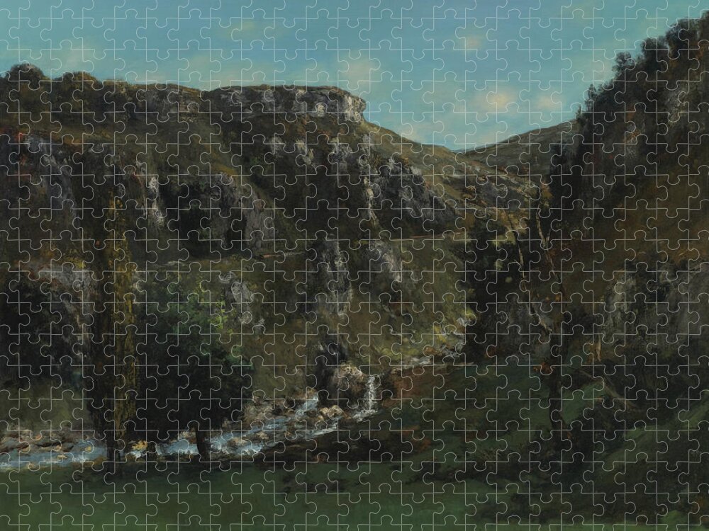 Gustave Courbet Jigsaw Puzzle featuring the painting The Laloue Valley near Mouthiers-Haute-Pierre by Gustave Courbet