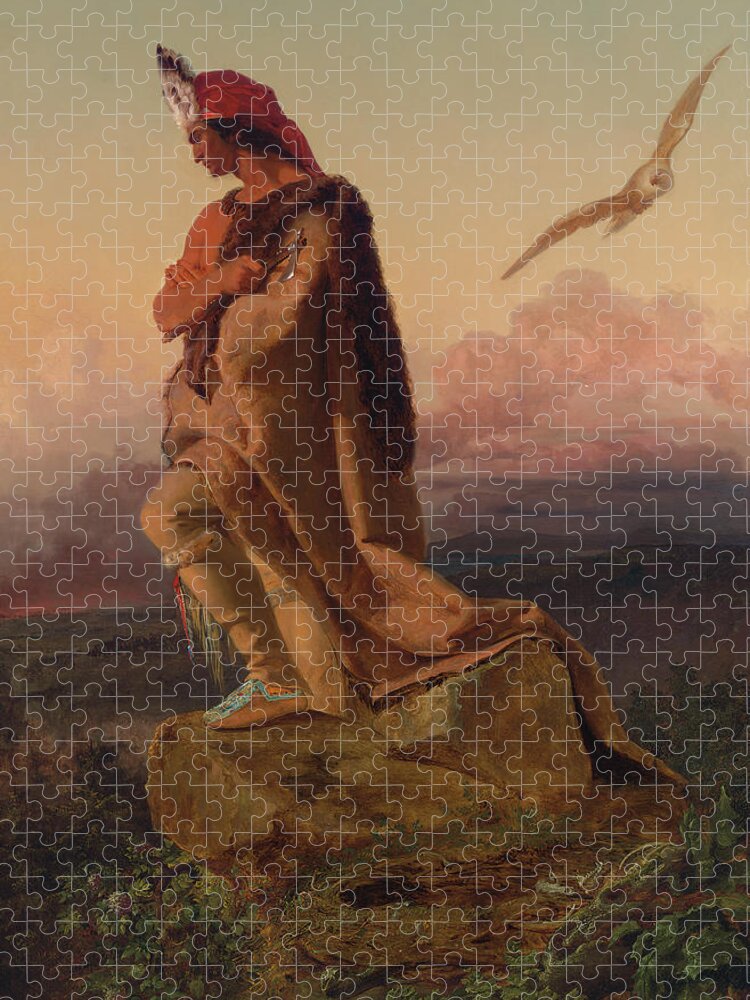 The Last Of The Mohicans Jigsaw Puzzle featuring the painting The Last of the Mohicans by Emanuel Gottlieb Leutze