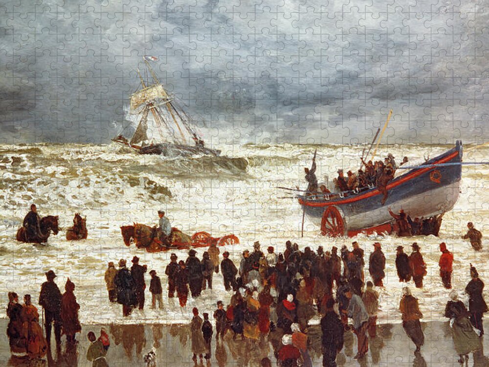 The Jigsaw Puzzle featuring the painting The Lifeboat by William Lionel Wyllie
