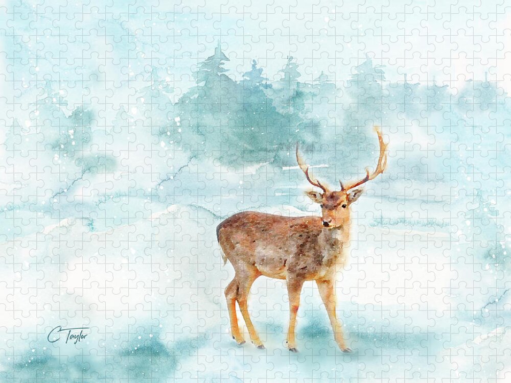 Reindeer Jigsaw Puzzle featuring the painting The Magic of Winter by Colleen Taylor