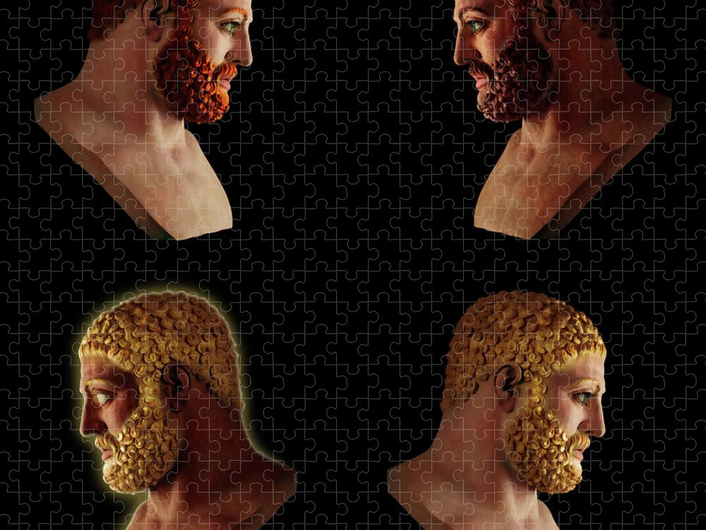 Hercules Jigsaw Puzzle featuring the mixed media The Many Faces of Hercules 2 by Shawn Dall