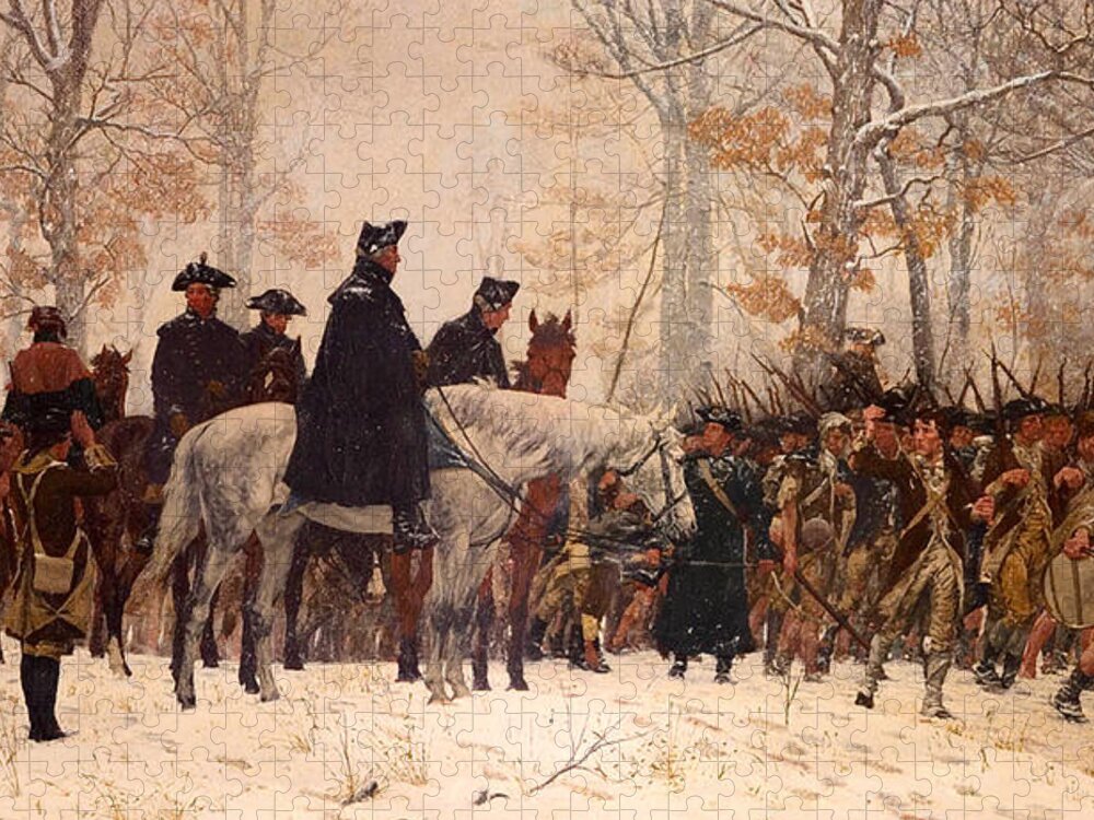 Painting Jigsaw Puzzle featuring the painting The March To Valley Forge by Mountain Dreams