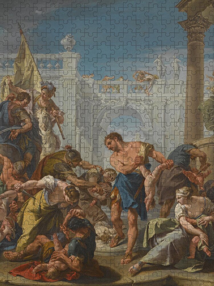 Giambattista Pittoni Jigsaw Puzzle featuring the painting The Massacre of the Innocents by Giambattista Pittoni