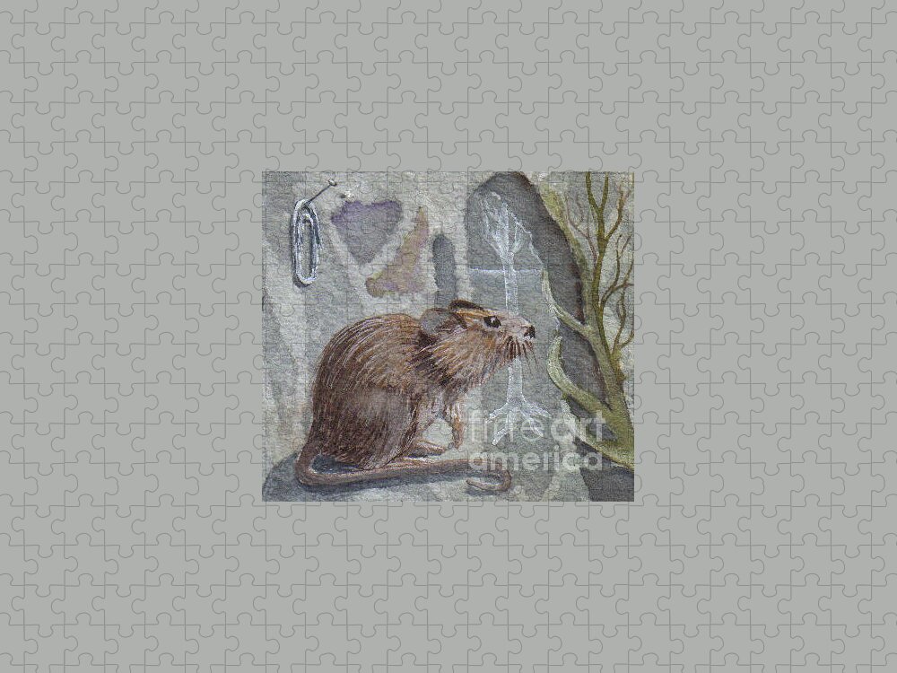 Mouse Jigsaw Puzzle featuring the painting The Mouse Pad by Jackie Mueller-Jones