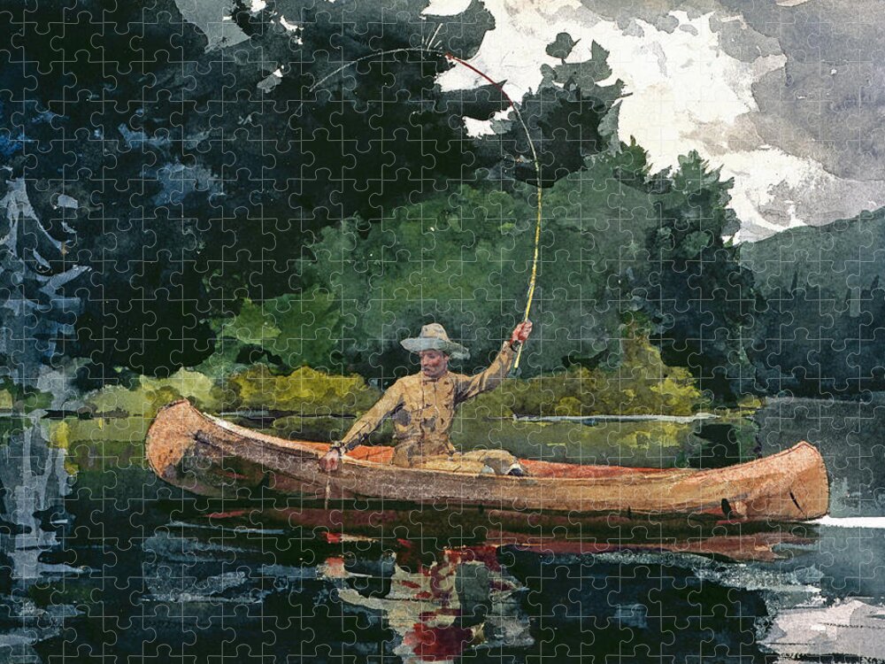 Winslow Homer Jigsaw Puzzle featuring the drawing The North Woods by Winslow Homer