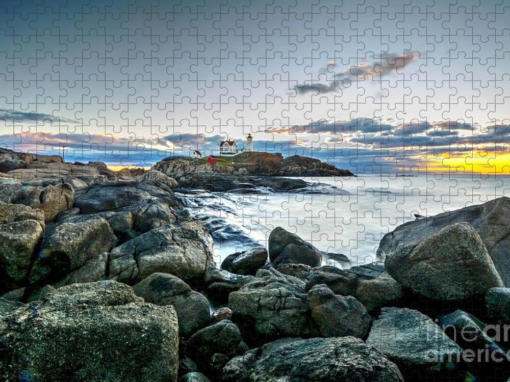 Maine Jigsaw Puzzle featuring the photograph The Nubble by Steve Brown