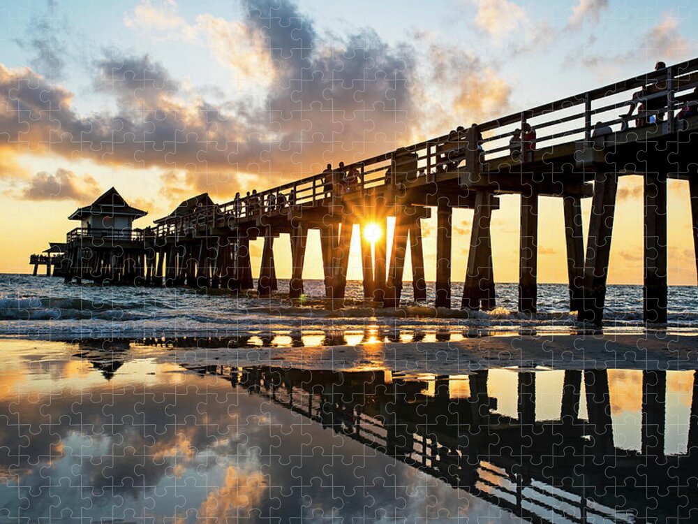 Naples Jigsaw Puzzle featuring the photograph Naples pier at sunset Naples Florida by Toby McGuire