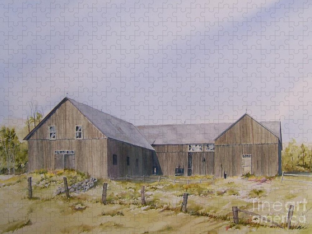 Barn Jigsaw Puzzle featuring the painting The Old Morrison Barn by Jackie Mueller-Jones