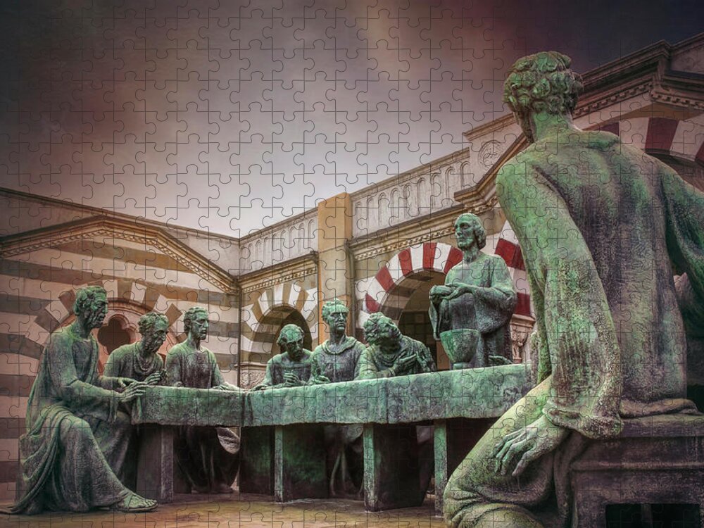 Cemetery Jigsaw Puzzle featuring the photograph The Other Last Supper in Milan Italy by Carol Japp
