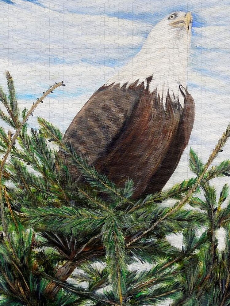 Eagle Jigsaw Puzzle featuring the painting The Oversee'er by Marilyn McNish