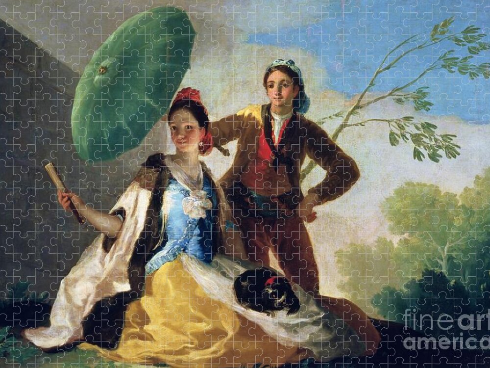 Parasol Goya Jigsaw Puzzle featuring the painting The Parasol by Goya by Goya