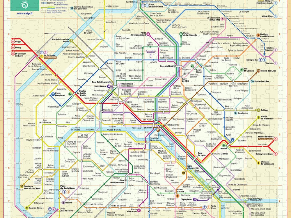 trimmen mooi Octrooi The Paris Metro Map Jigsaw Puzzle by Digital Reproductions - Pixels