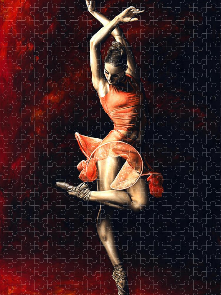 Dancer Jigsaw Puzzle featuring the painting The Passion of Dance by Richard Young