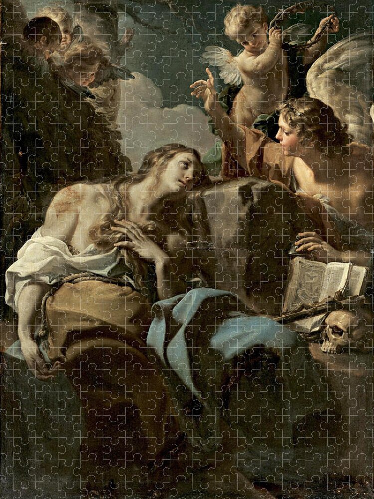 Corrado Giaquinto Jigsaw Puzzle featuring the painting The Penitent Magdalene by Corrado Giaquinto